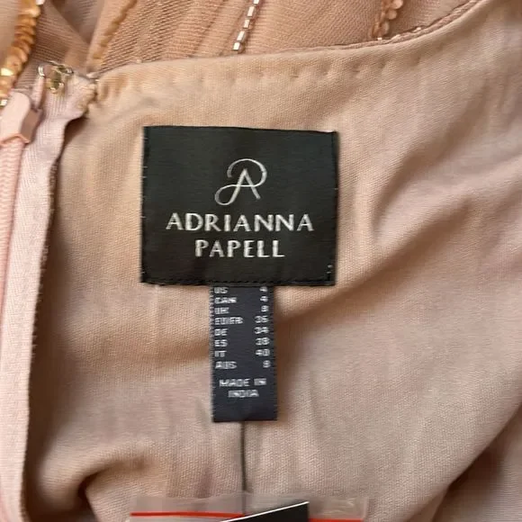 ADRIANNA PAPELL SHORT SLEEVE BLOUSON BEADED GOWN IN ROSE GOLD - Picture 12 of 14